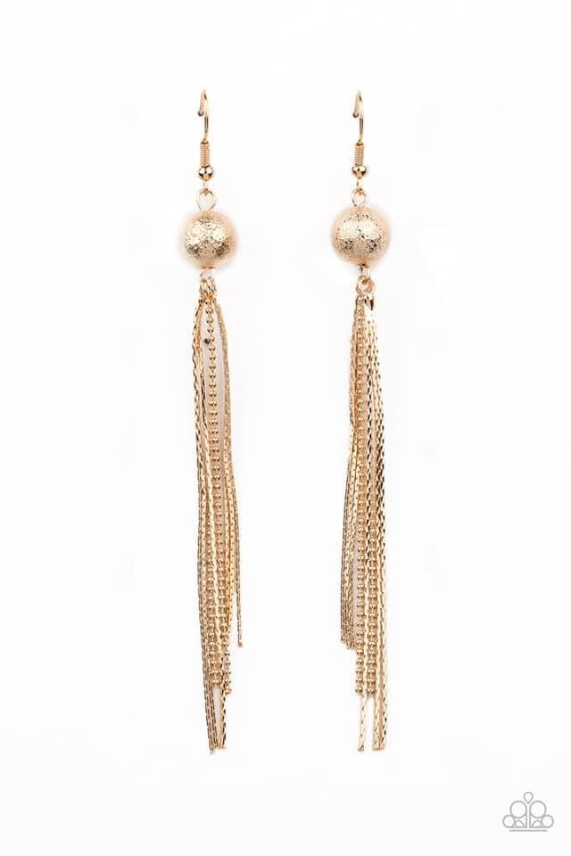 Paparazzi - Sleeking Revenge Gold Earrings