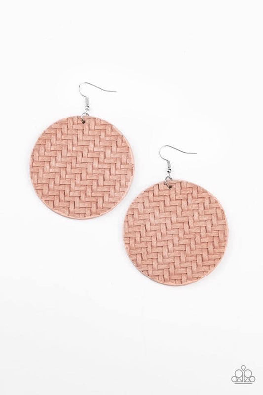Paparazzi - Plaited Plains - Pink Earrings