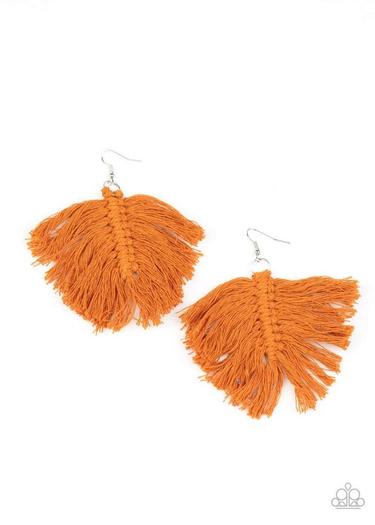 Paparazzi- Macrame Mamba - Brown Earrings
