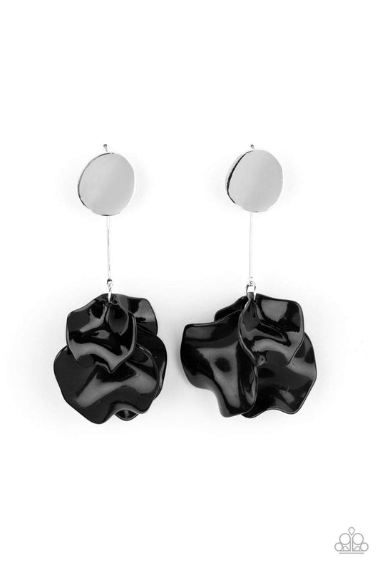 Petal Pathways Black Post Earrings
